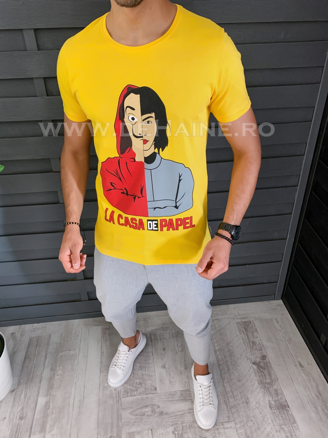 Tricou barbati slim fit galben b1278 p16-5